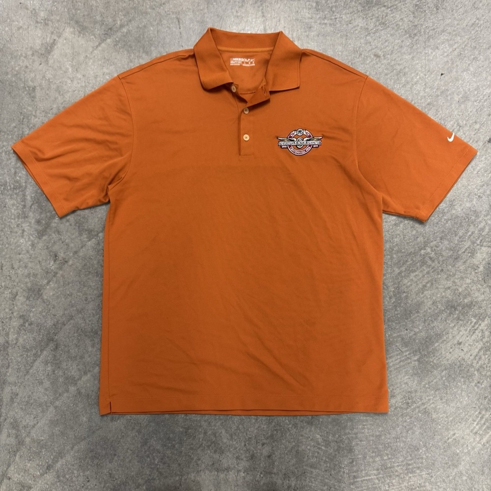 Men's Indianapolis Motor Speedway Nike Golf Polo Short Sleeve Orange Large